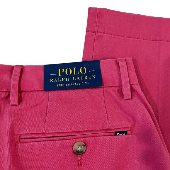 New Polo Ralph Lauren Chino Pants Stretch Classic Fit Men's 30x32 Pink Twill - Picture 5 of 7